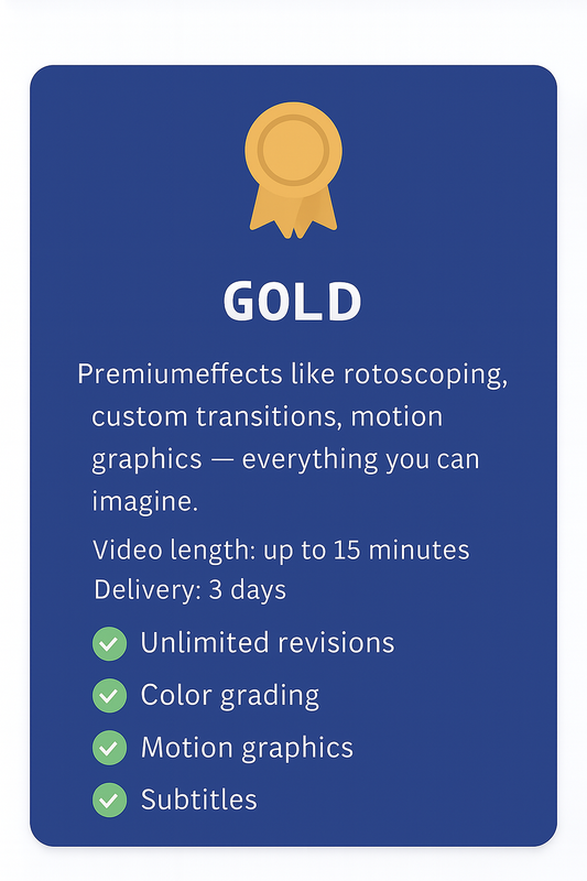 Gold Pack – Cinematic Pro Full-Service, High-Impact Video Editing